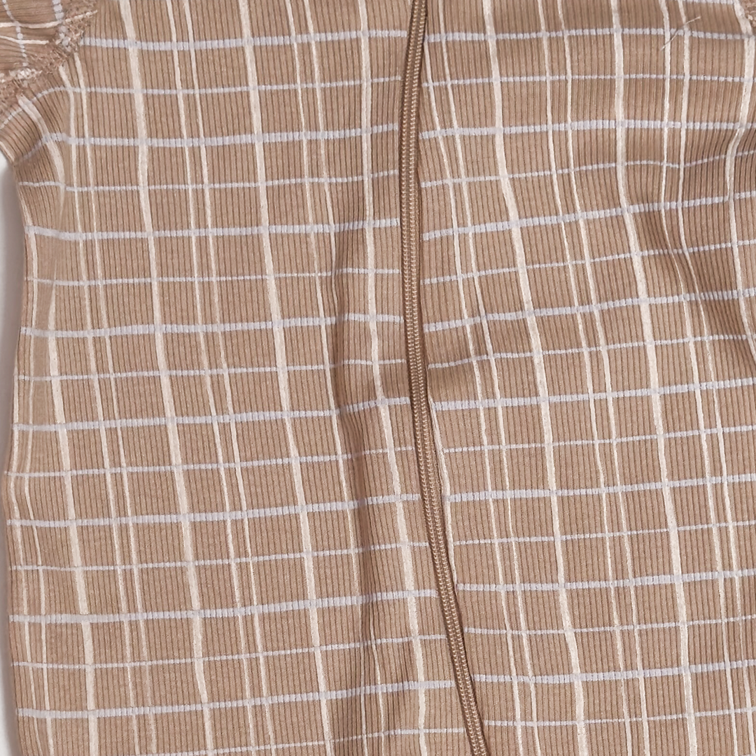 BROWN CHECK ZIPPER SLEEPSUIT