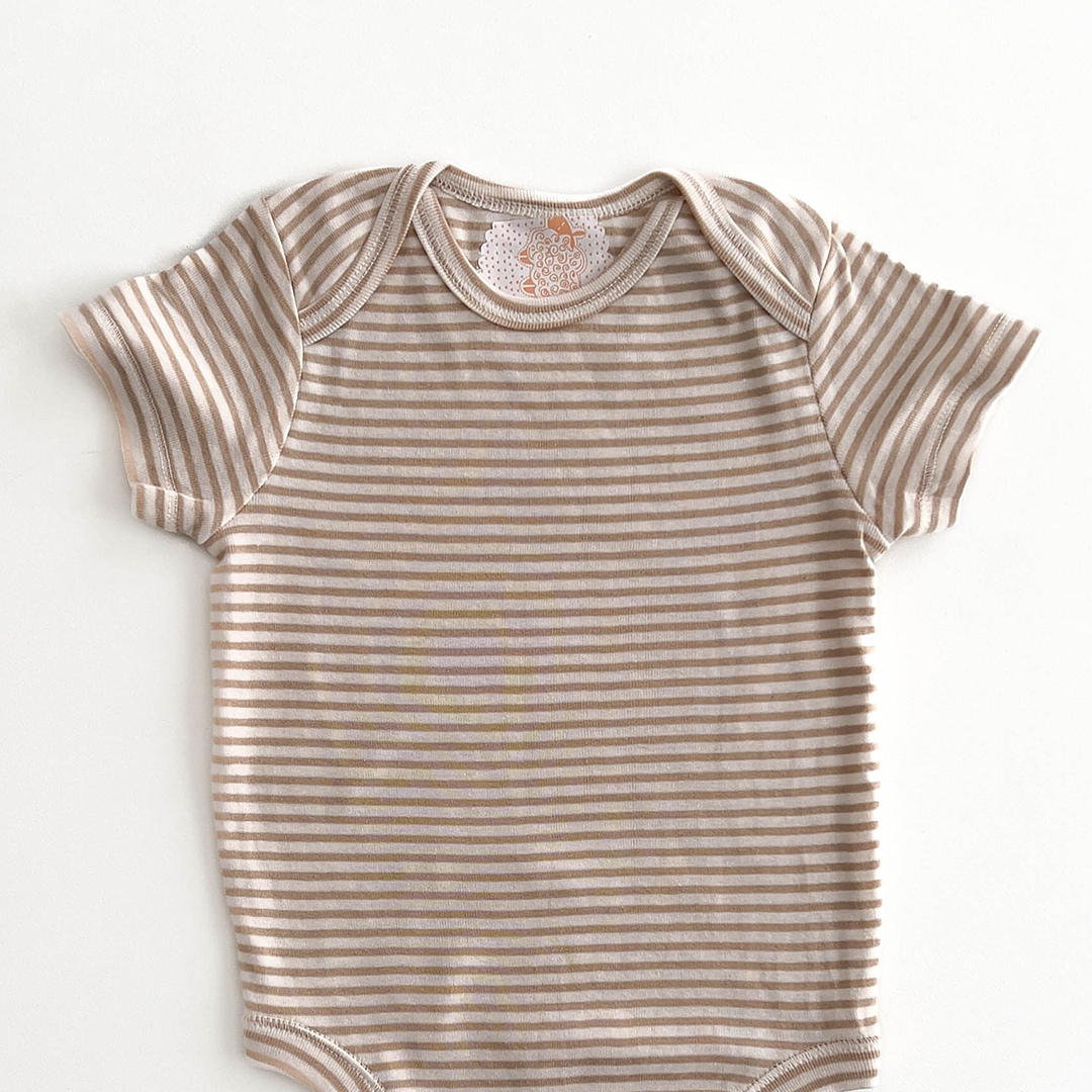BEIGE STRIPES COTTON ONESIE