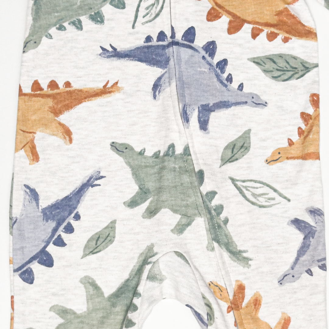 GREY DINO PRINTED SLEEPSUIT