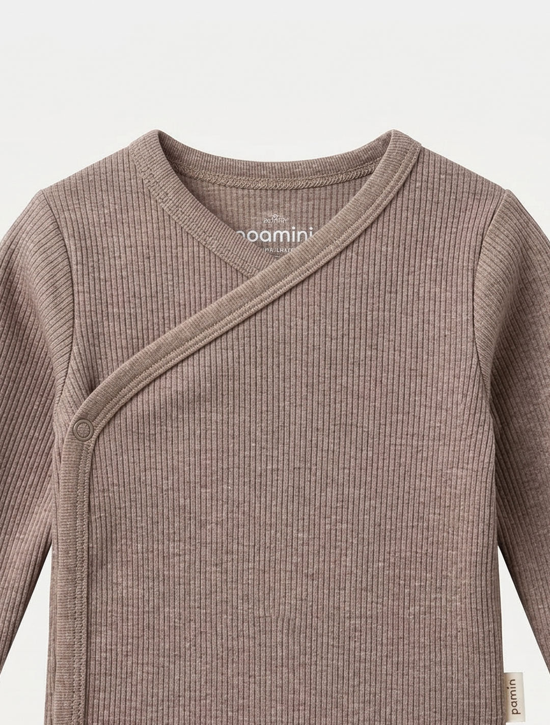 COFFEE BROWN RIBBED WRAPOVER ONESIE
