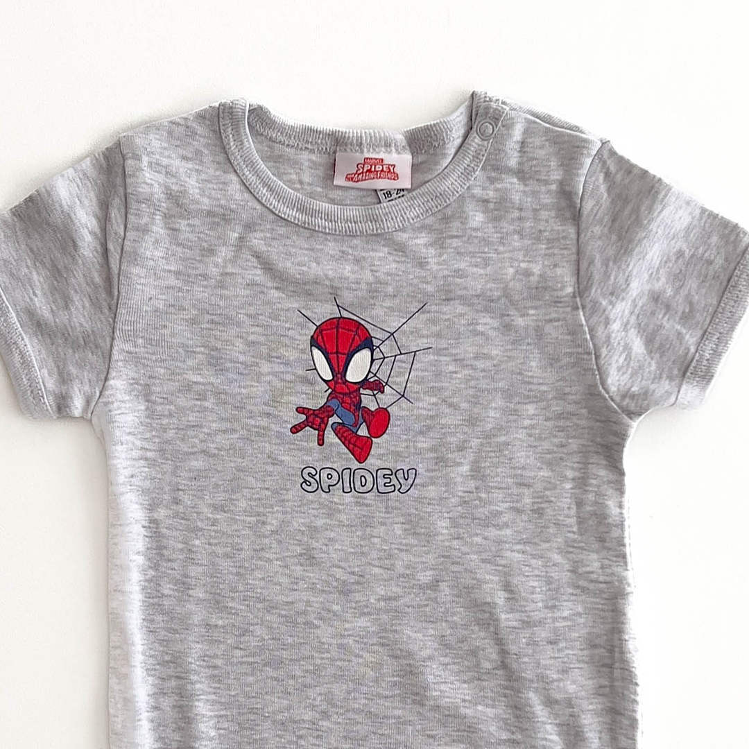 MARVEL SPIDEY PRINT GREY ONESIE