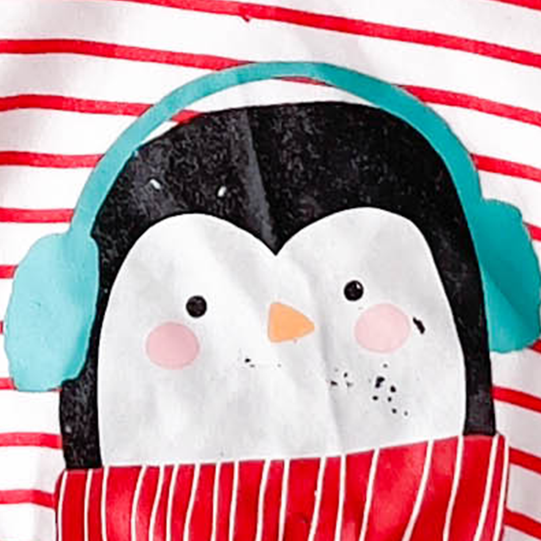 PENGUIN PRINT STRIPED BIB