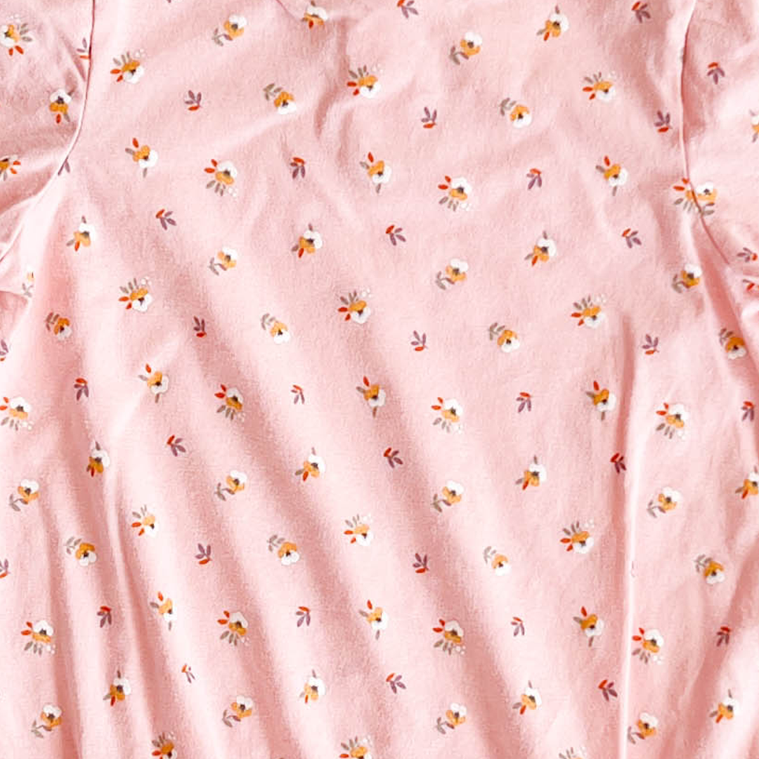 PEACH PINK FLORAL ONESIE