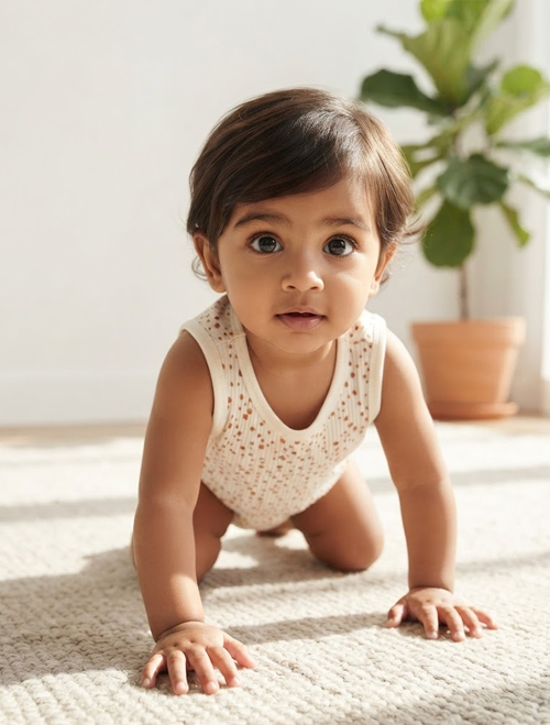 Rust brown dotted ribbed onesie
