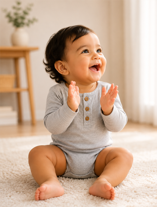Grey ribbed button onesie