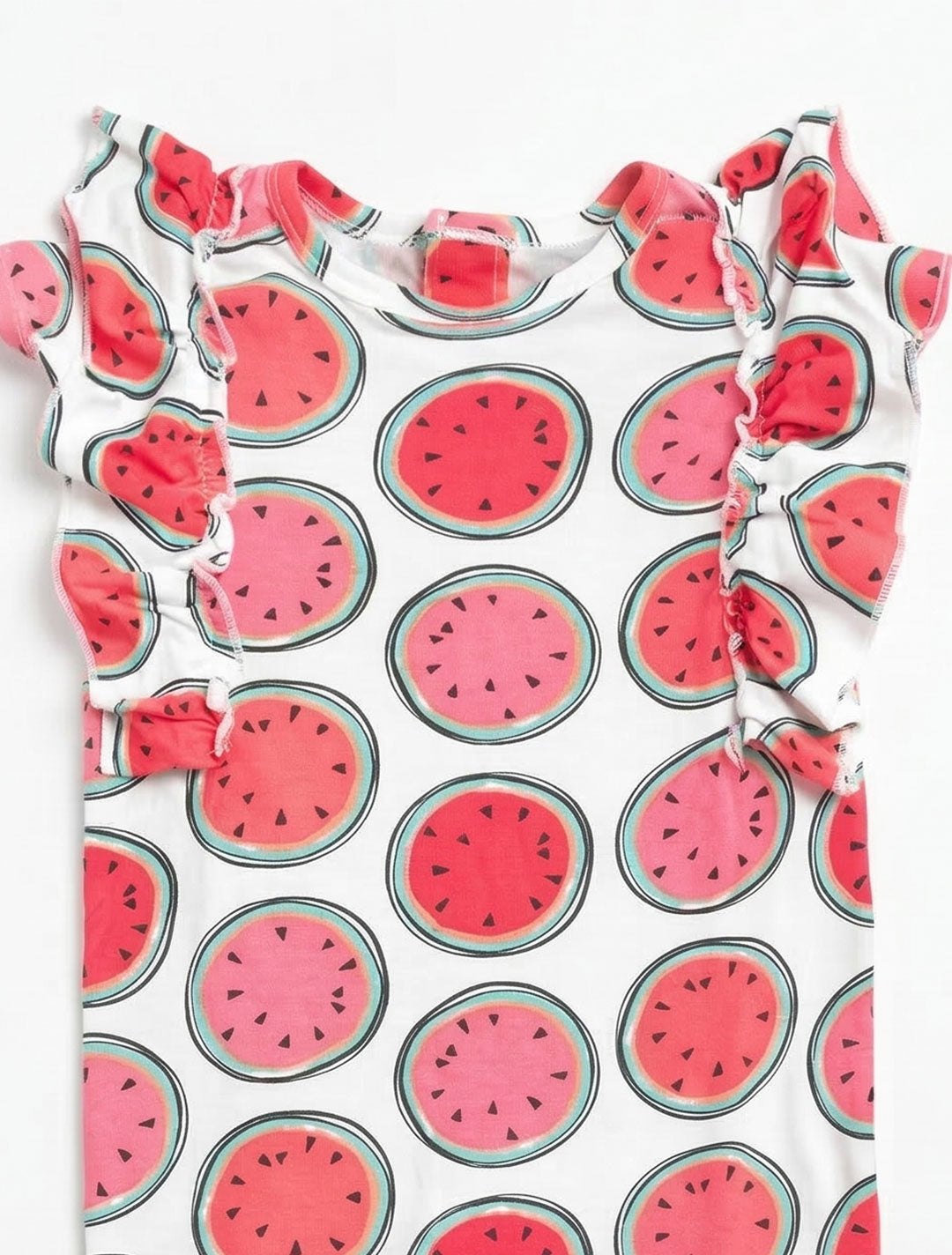 WATERMELONE PRINTED RUFFLED ROMPER