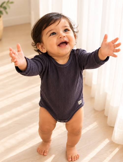 Black ribbed onesie