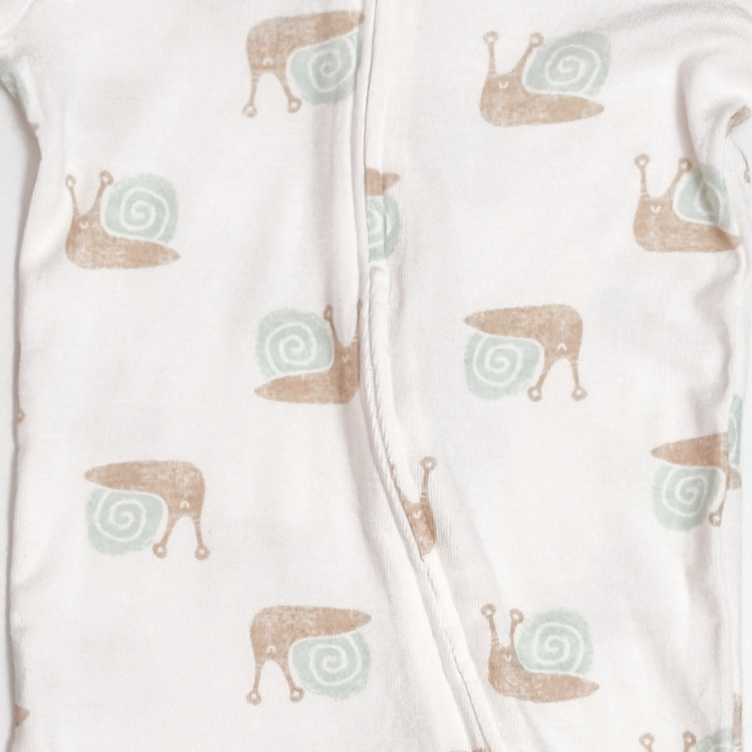 WHITE PRINTED ZIPPER VISCOUS SLEEPSUIT