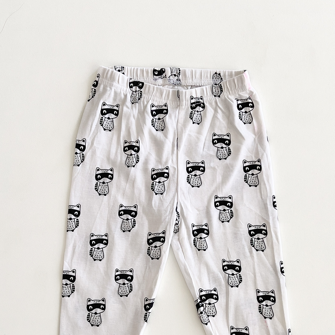 BLACK AND WHITE RACCOONS PRINTED PANTS