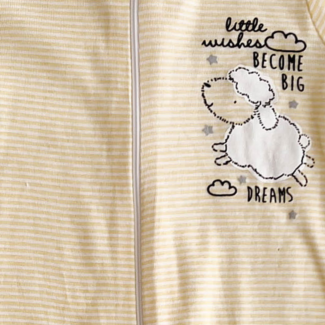 YELLOW AND WHITE STRIPED SLEEPSUIT