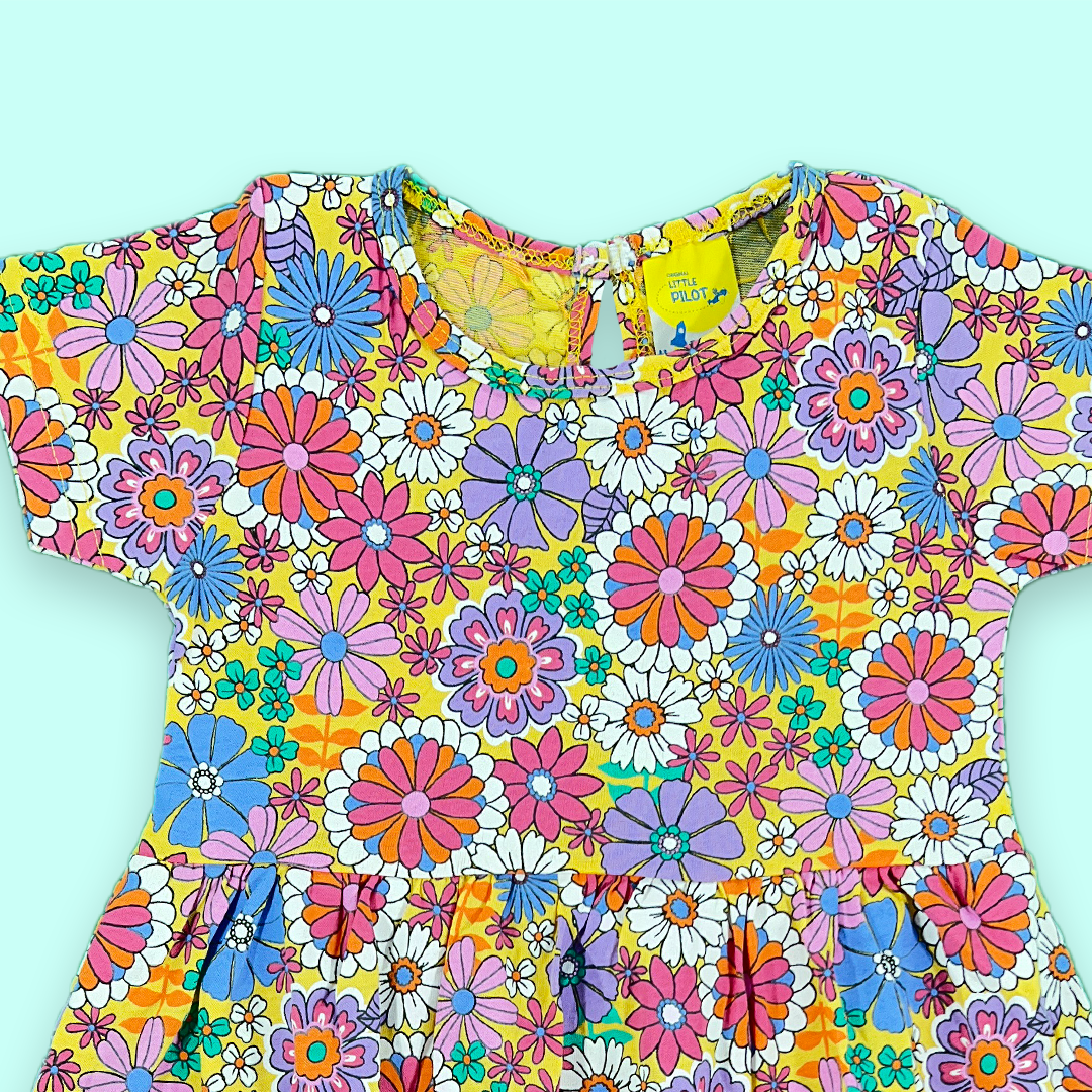 Vibrant Flower pattern girls frok | 3-4 Years |