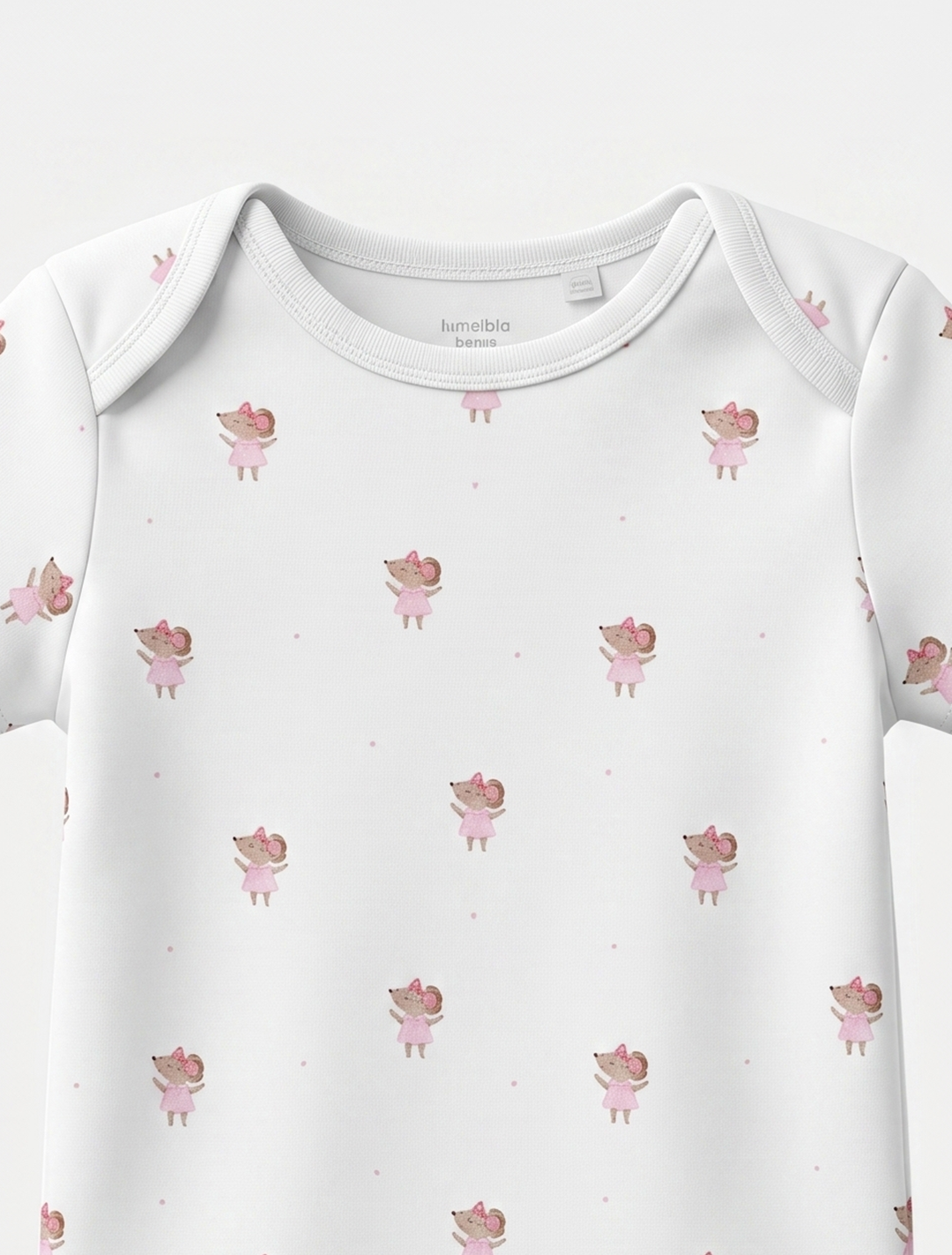 WHITE MICE PRINTED ONESIE