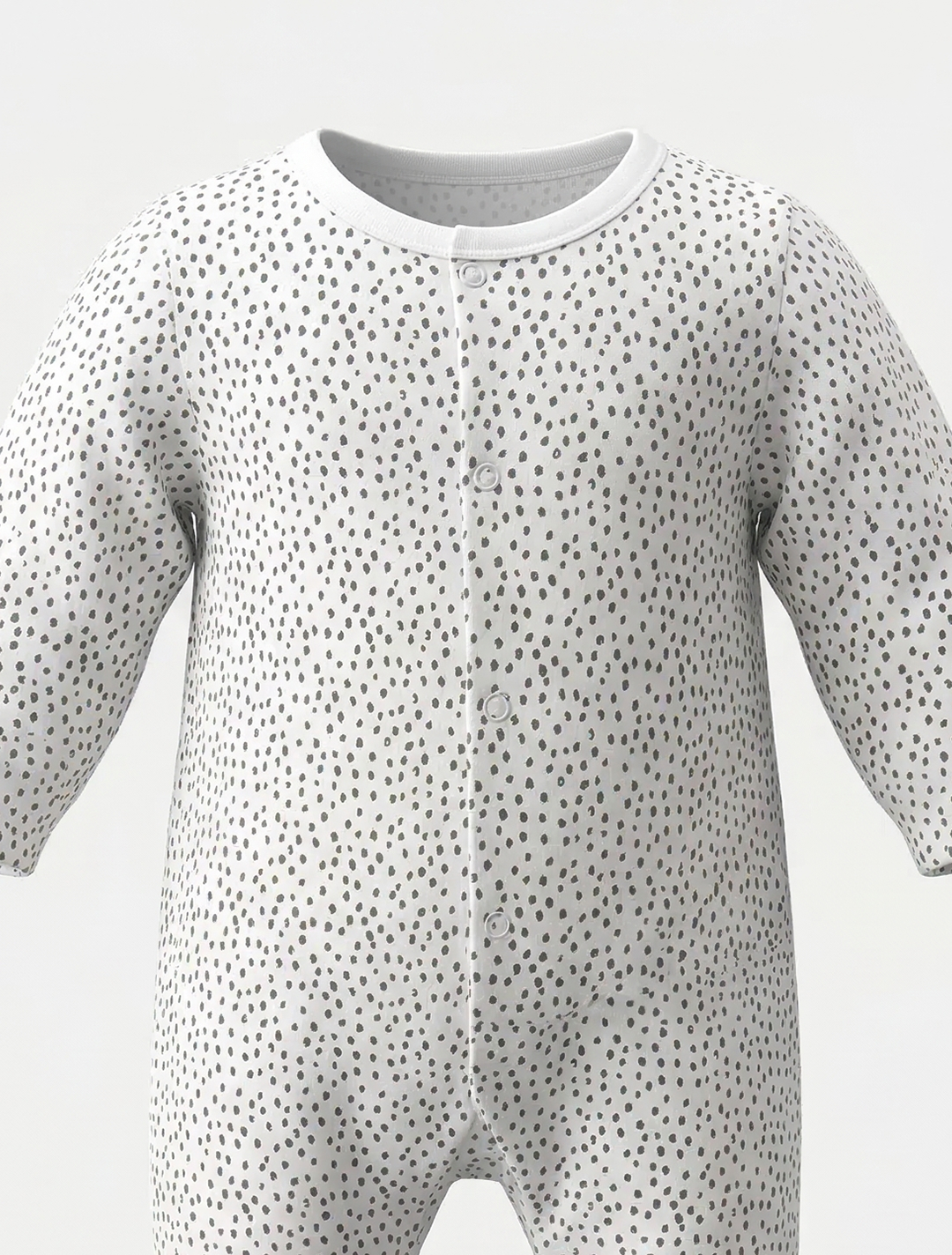 BLACK PRINTED BUTTON SLEEPSUIT