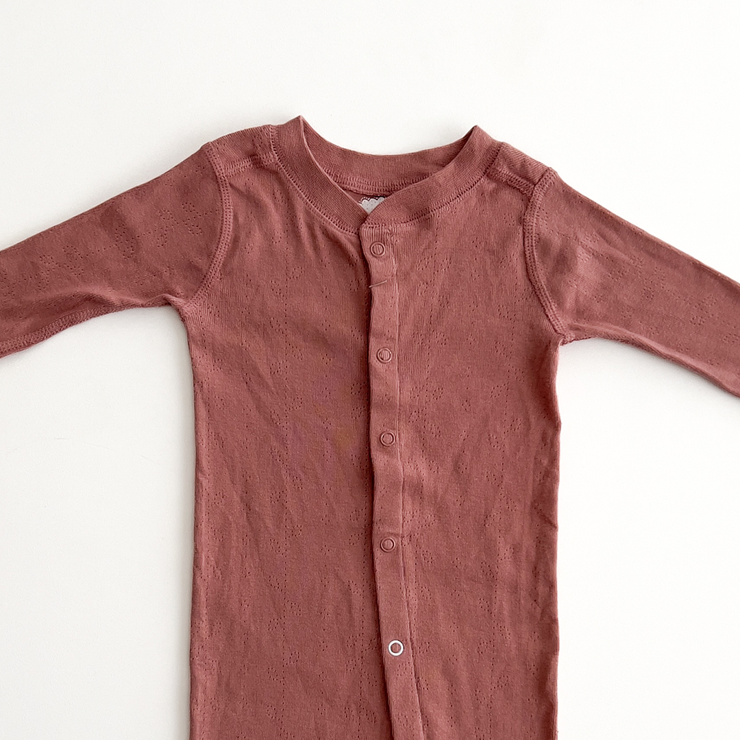 DUSTY BROWN SLIM FIT POINTELLE ROMPER