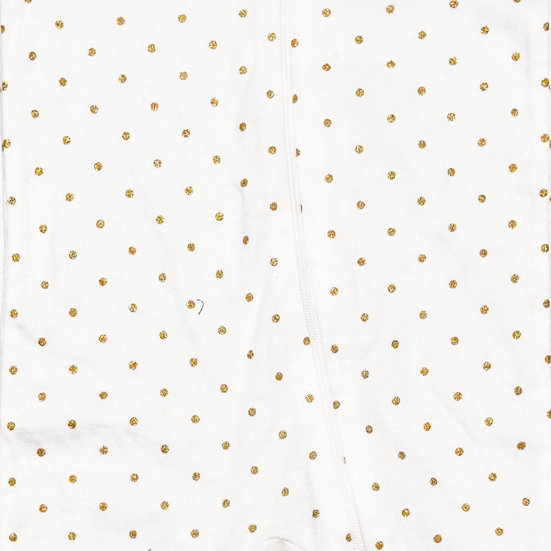 WHITE GOLDEN POLKA DOTTED SLIM FITTED SLEEPSUIT