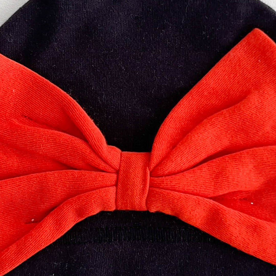 ORANGE BOW BLACK CAP