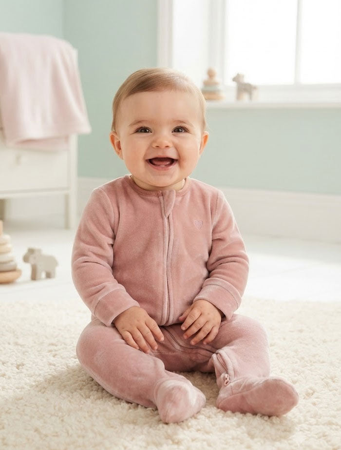 Pink love zipper sleepsuit