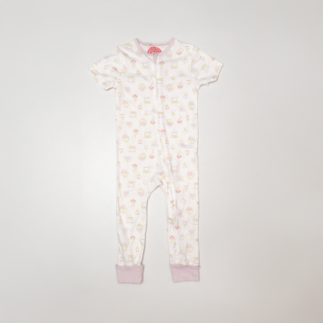 LAVENDER FLORAL ZIPPER ROMPER