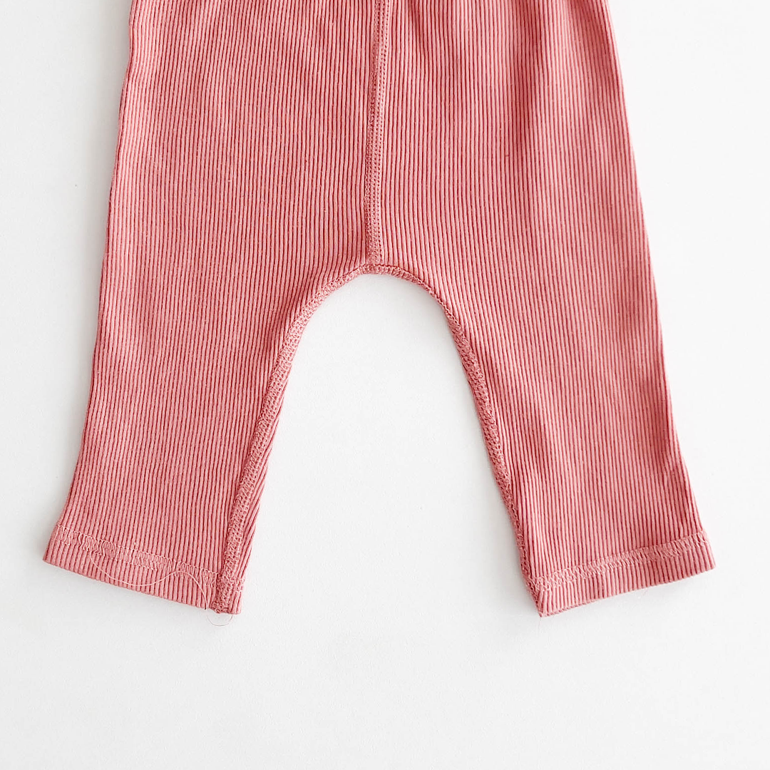 PEACH PLAIN RIBBED PANTS