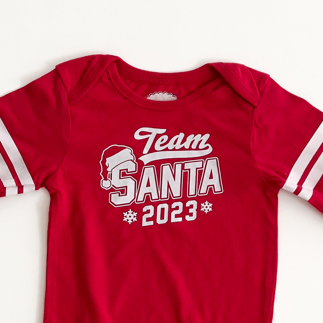 TEAM SANTA PRINT RED ONESIE