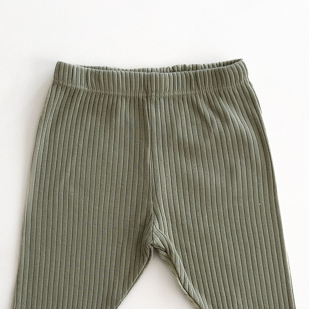 PASTEL GREEN RIBBED COTTON PANTS