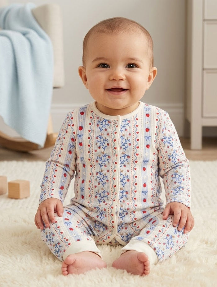 Strawberry red  button romper