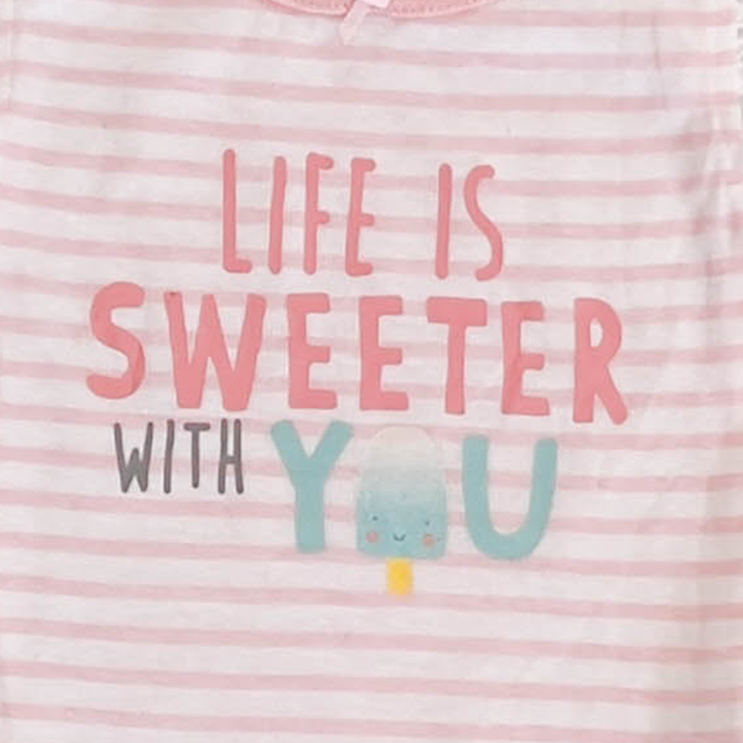 PINK AND WHITE STRIPES ONESIE