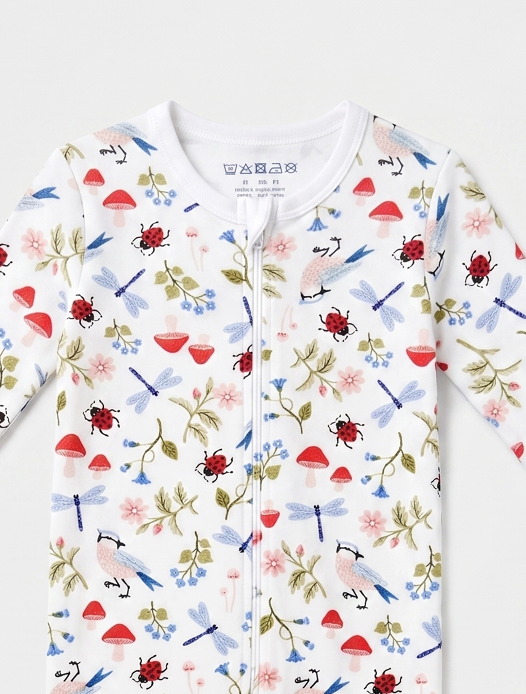 White printed zipper sleepsuit