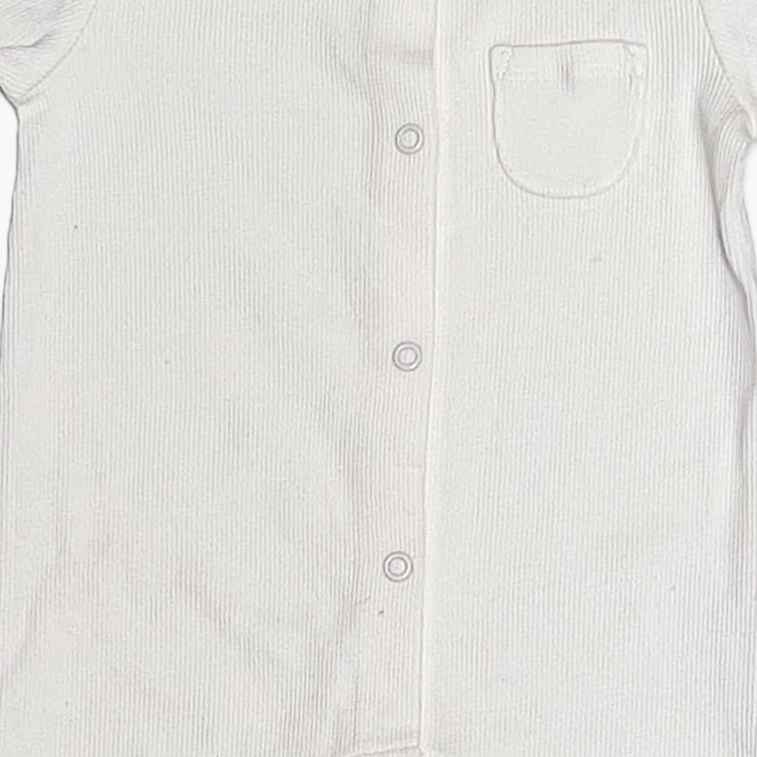 WHITE RIBBED BUTTON ROMPER