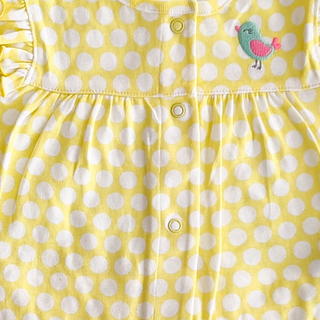 YELLOW POLKA DOTTED FANCY ONESIE