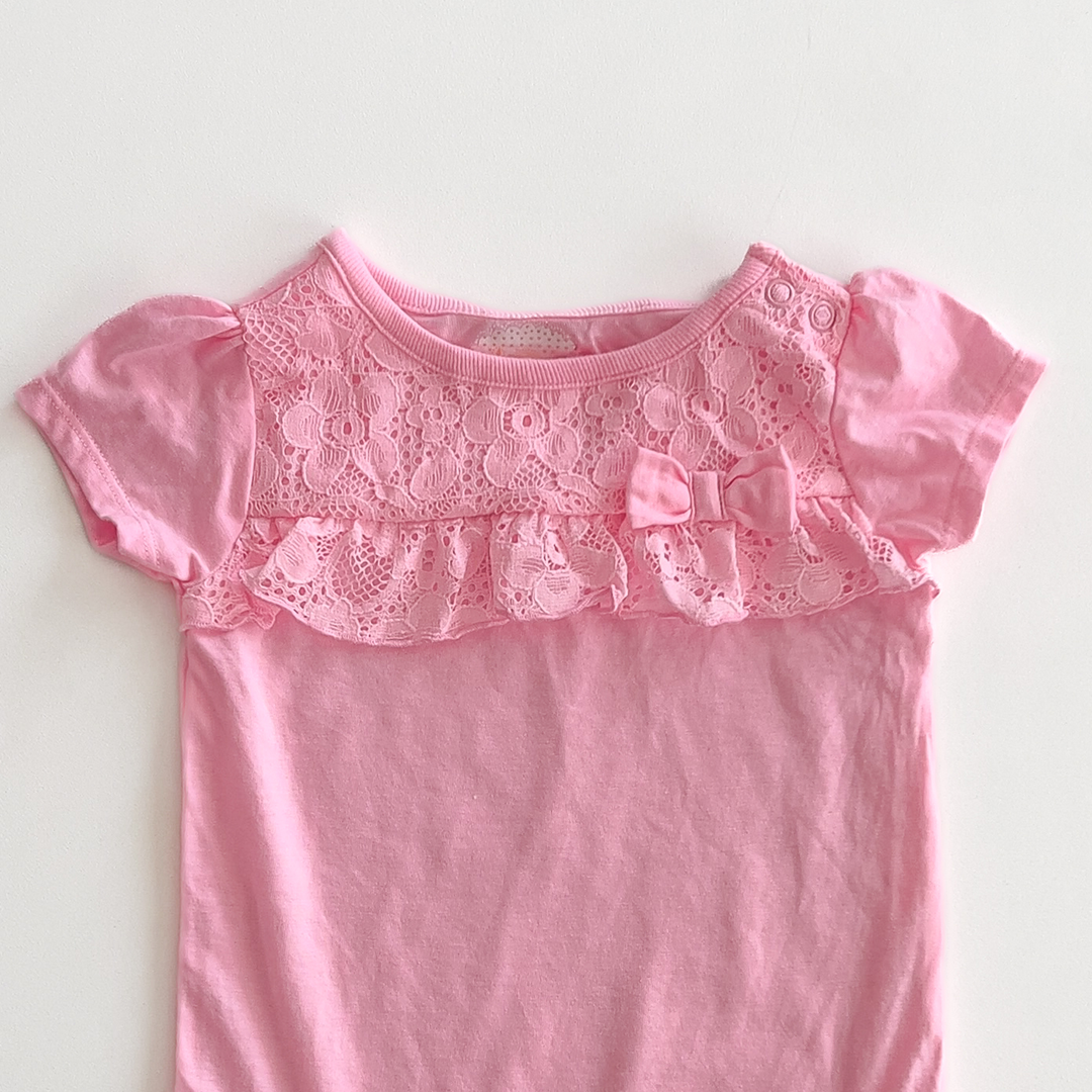 PINK LACE TRIM ONESIE