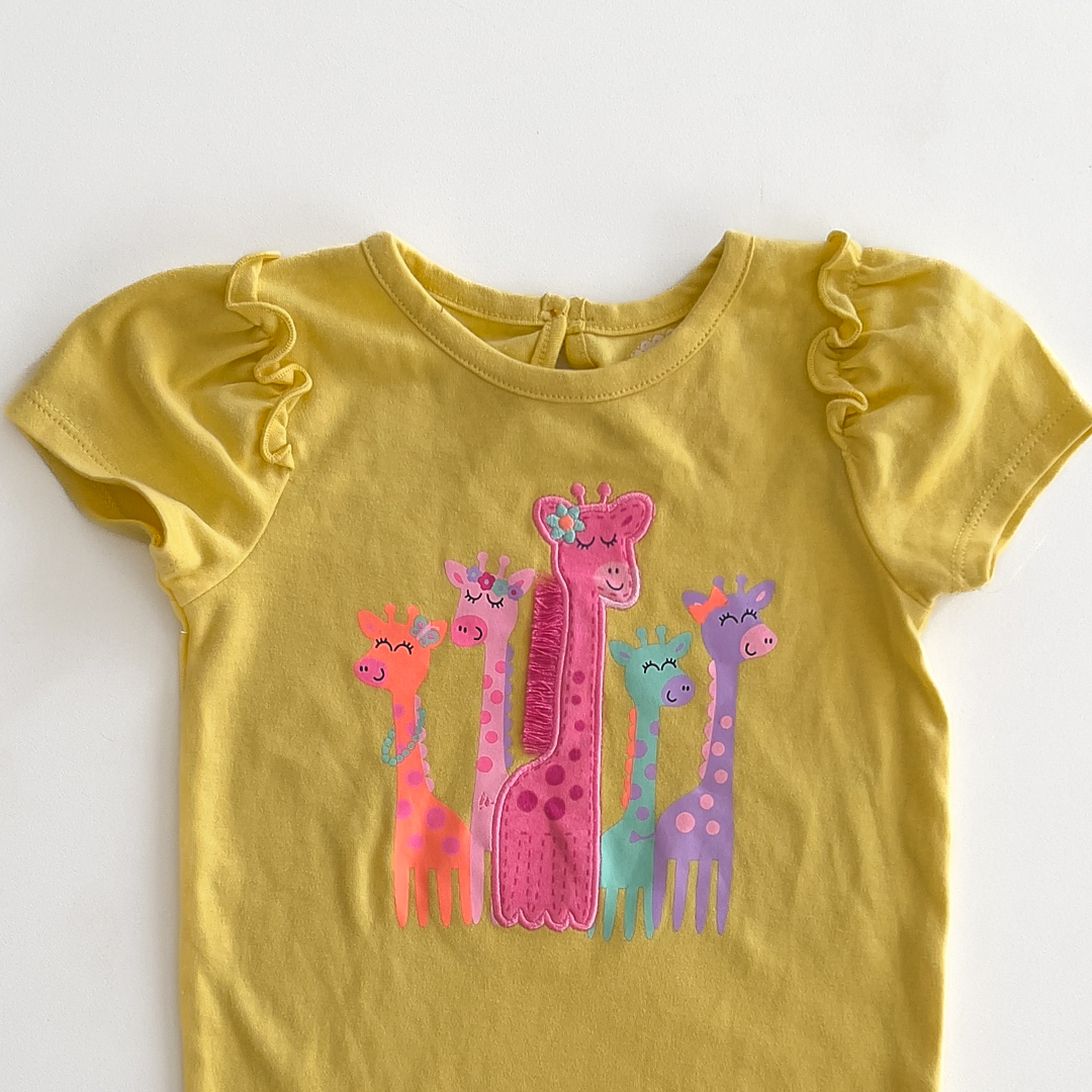 YELLOW GIRLS GIRAFFE PRINT ONESISE