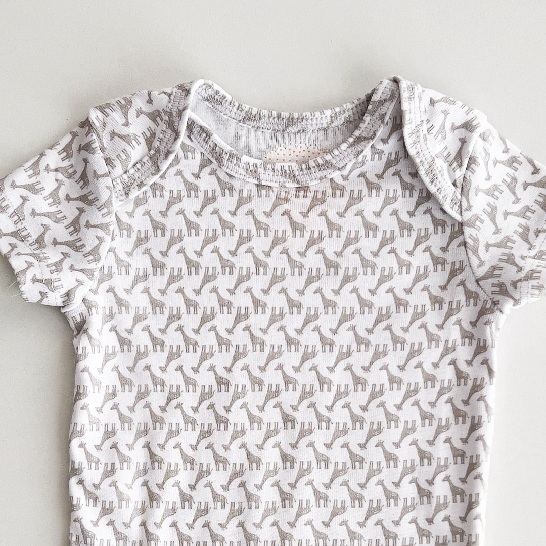 Grey giraffe print onesie