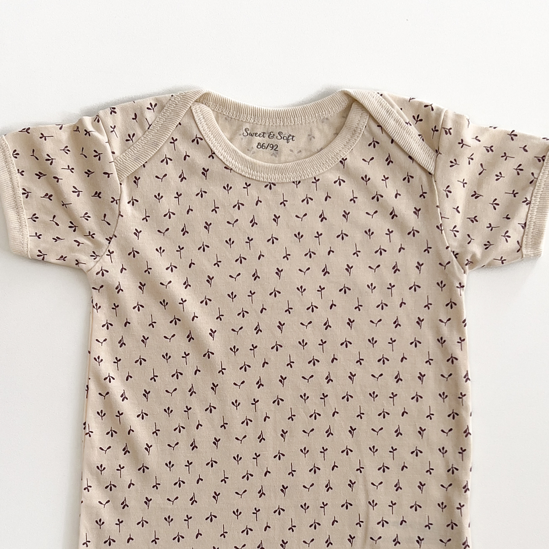 beige COTTON PATTERNED ONESIE
