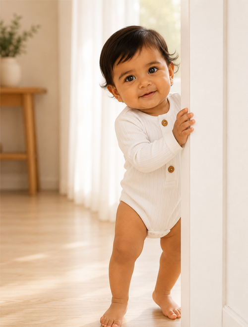 White ribbed button onesie