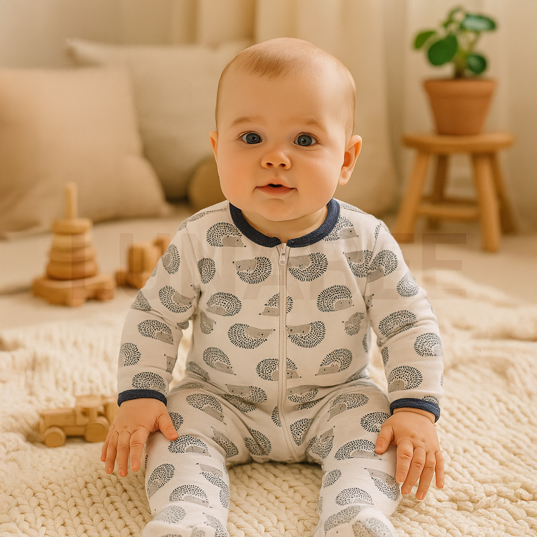 Hedgehog print sleepsuit