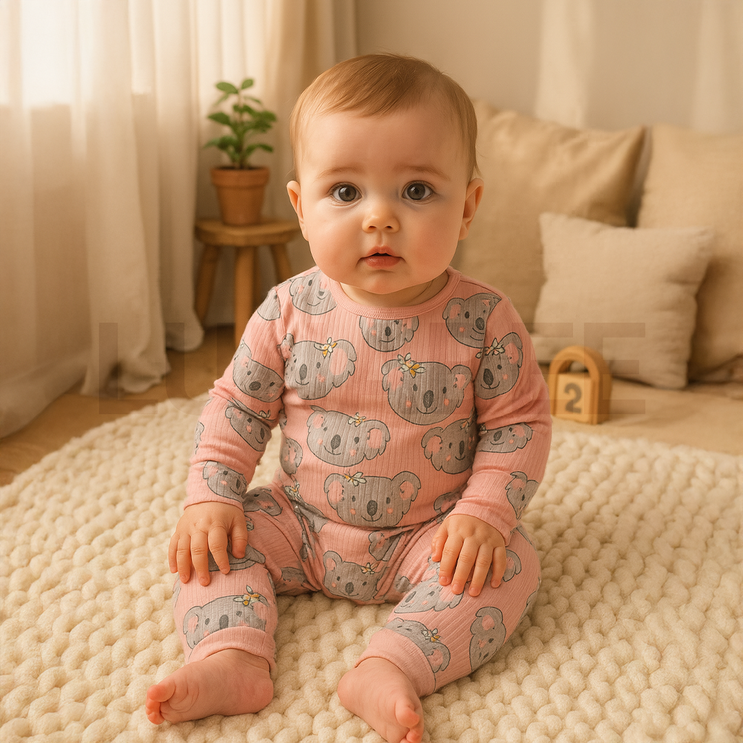 SLOTH PRINTED RIBBED ROMPER