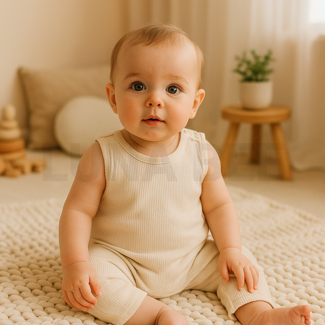 WHITE RIBBED SLEEVELESS ROMPER