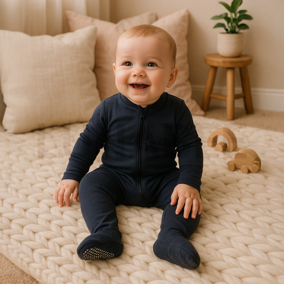 GREY BLACK ZIPPER SLIM FITTED SLEEEPSUIT