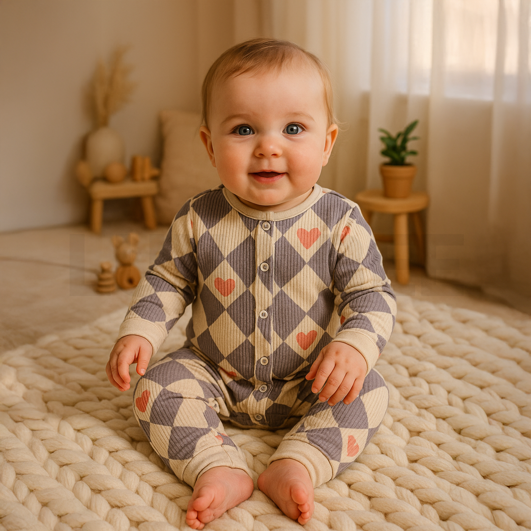 PATTERNED RIBBED ROMPER