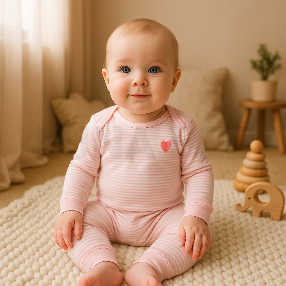PINK AND WHITE STRIPED ROMPER