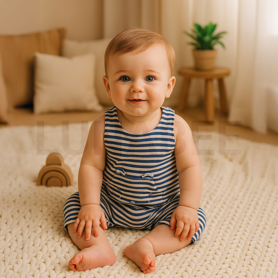NAVY BLUE STRIPED ROMPER