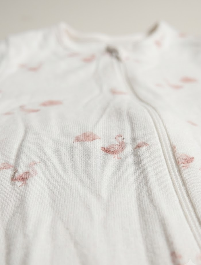 Dusty pink ducks 2 way zipper sleep suit
