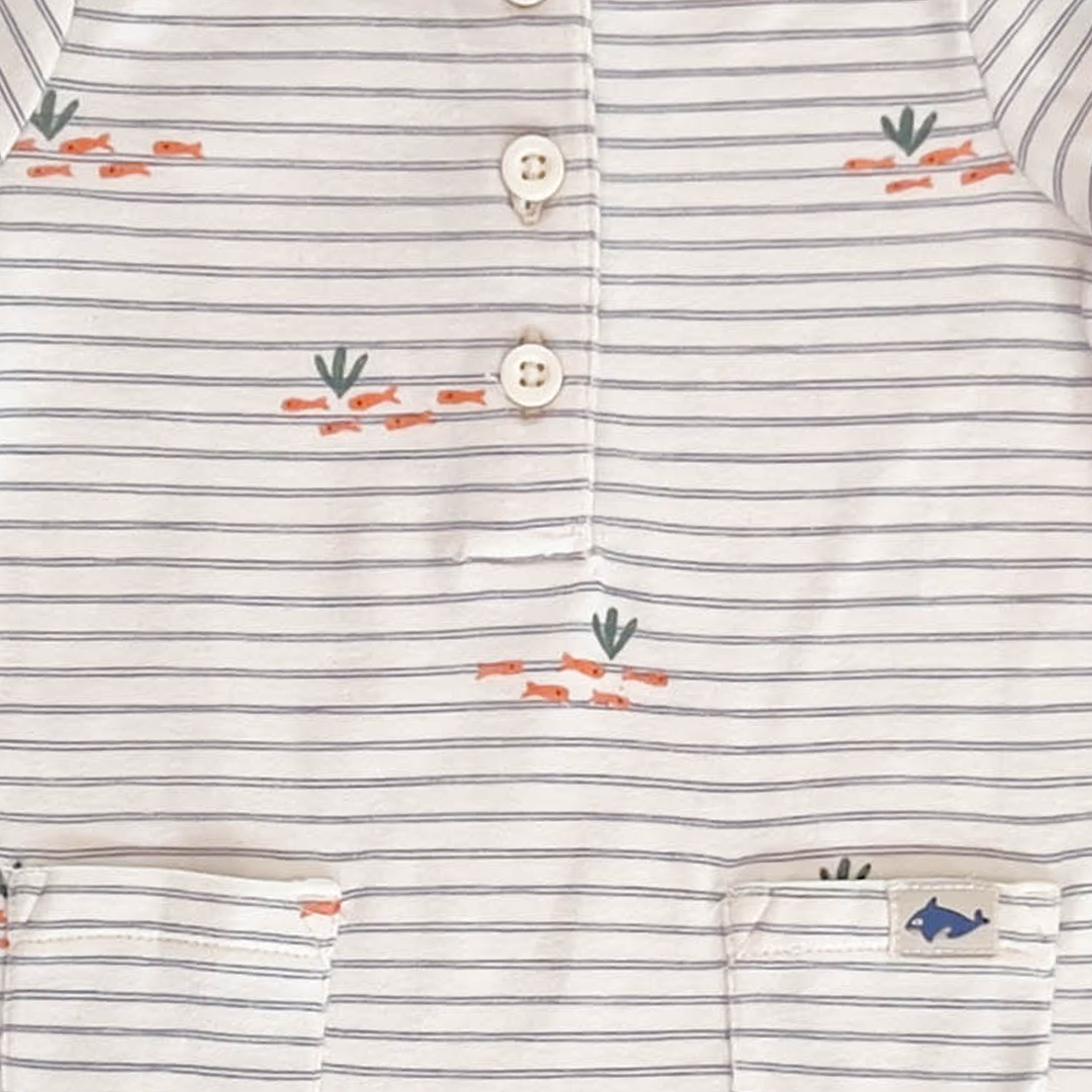 BLUE STRIPES SEA PRINT JUMPSUIT