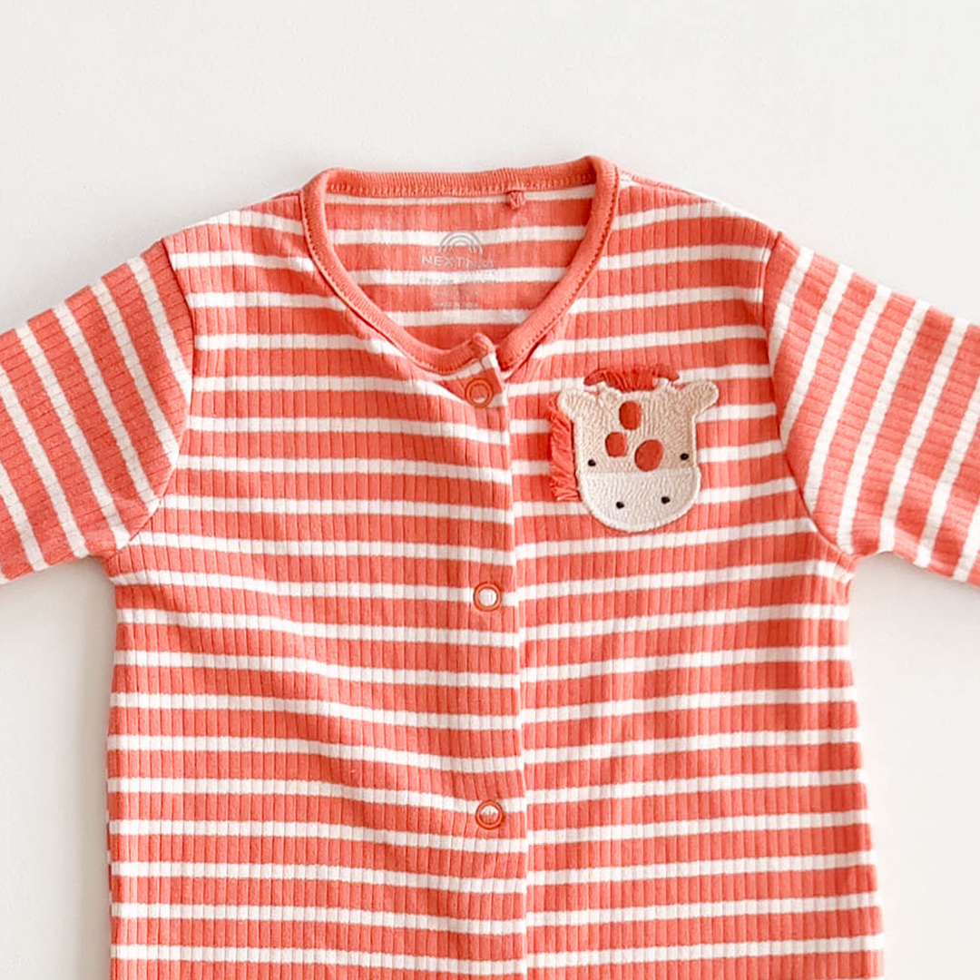 ORANGE BROWN RIBBED ROMPER