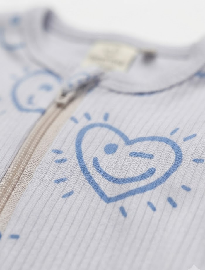 Lavender ribbed zipper sleepsuit