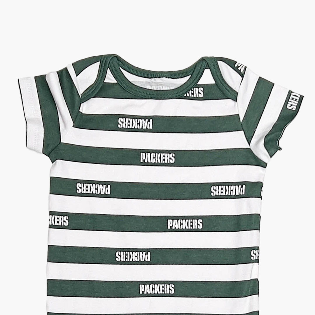 GREEN AND WHITE STRIPED ONESIE