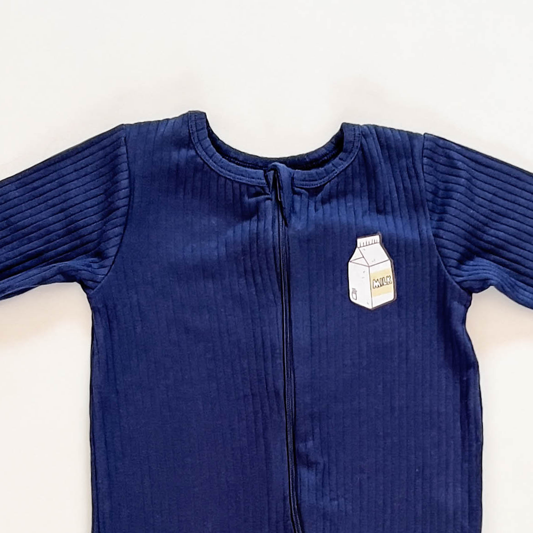 NAVY BLUE RIBBED SLEEPSUIT