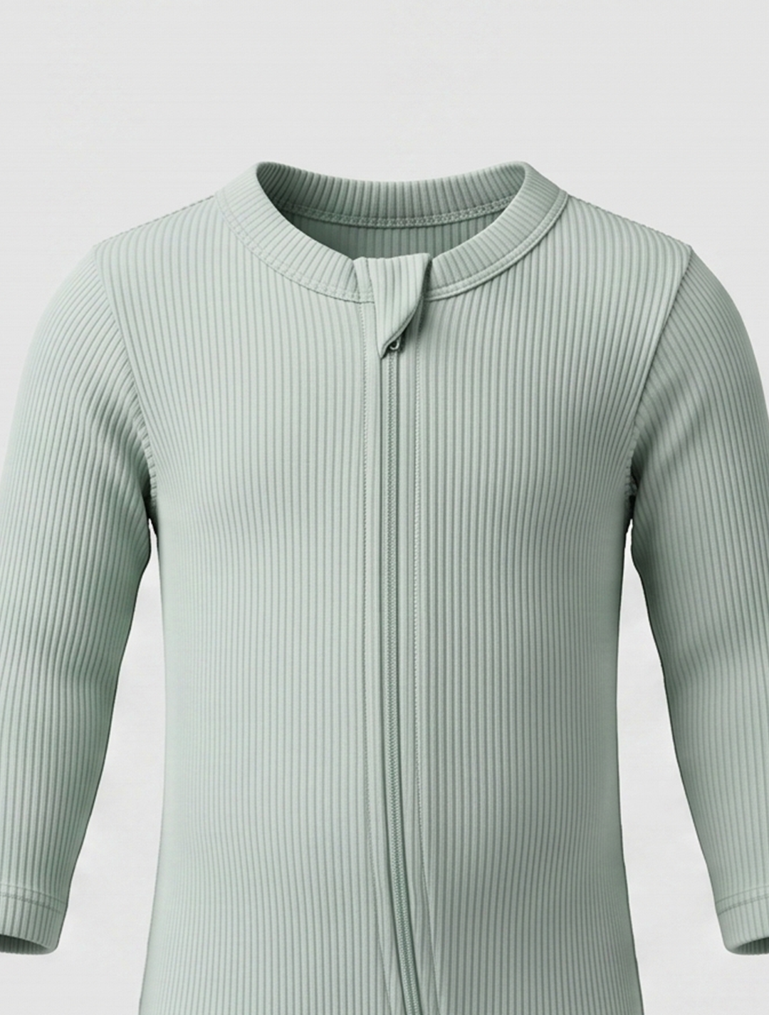 Pastel green ribbed zipper sleepsuit