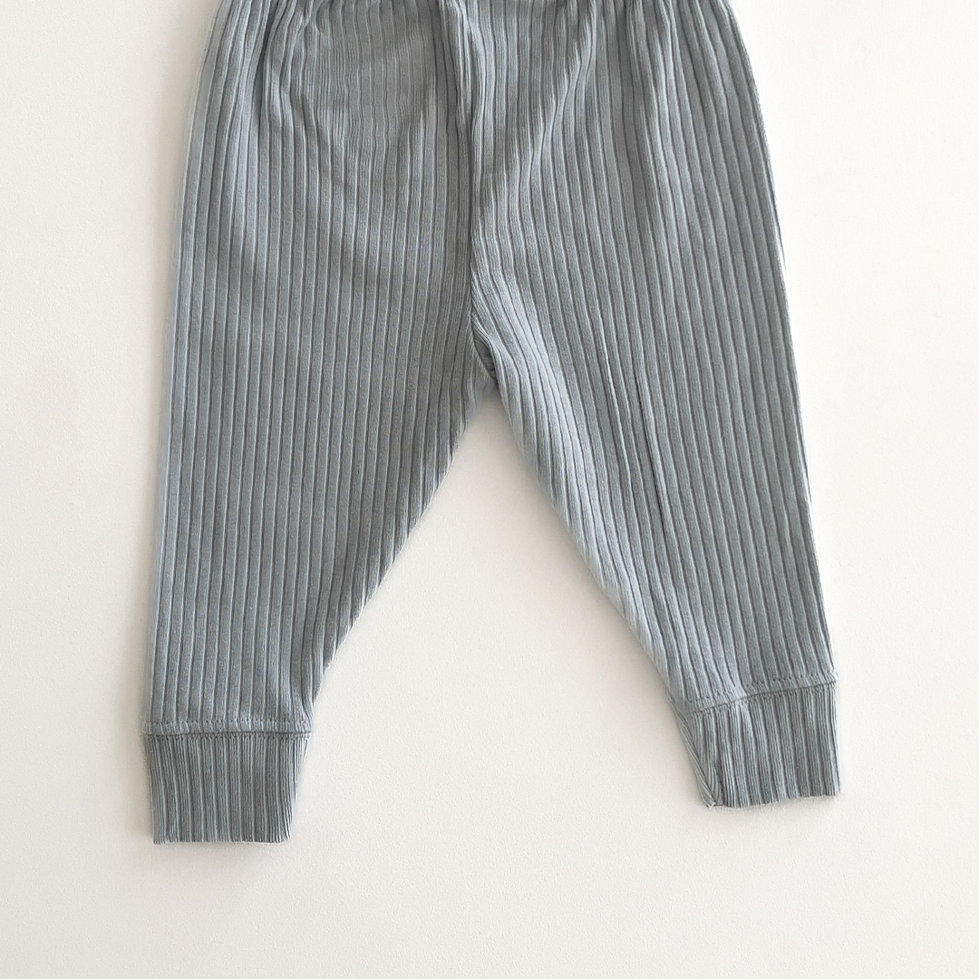 LIGHT BLUE RIBBED COTTON PANTS